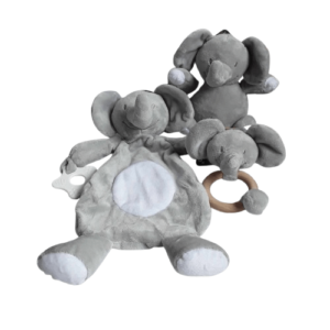 Recycled Baby Rattle Toy 5 Recycled Elephant baby comforter, teddy and rattle