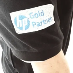 Workwear 4 Black polo shirt with logo on sleeve